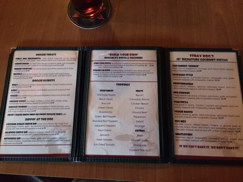 Menu at Stray Dog Pub & Cafe, Elko