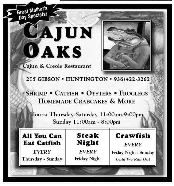The Cajun Oaks Menu, Menu for The Cajun Oaks, Huntington, Huntington