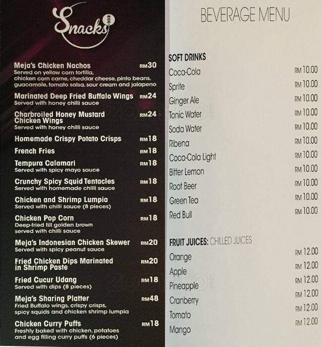 Avalon Menu Menu For Avalon Jalan Tun Razak Kuala Lumpur
