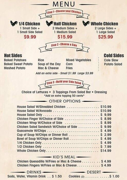 Rotisserie Chicken Menu, Menu for Rotisserie Chicken, Spring Valley ...