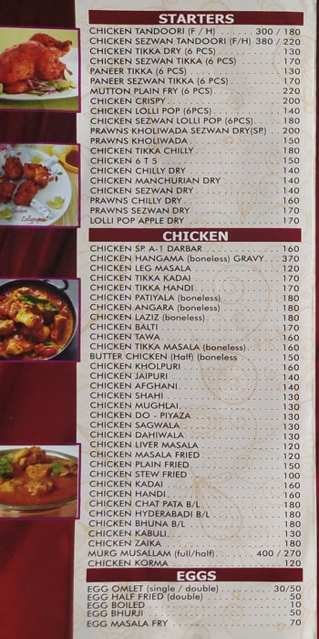 Hotel A-1 Darbar Restaurant menu