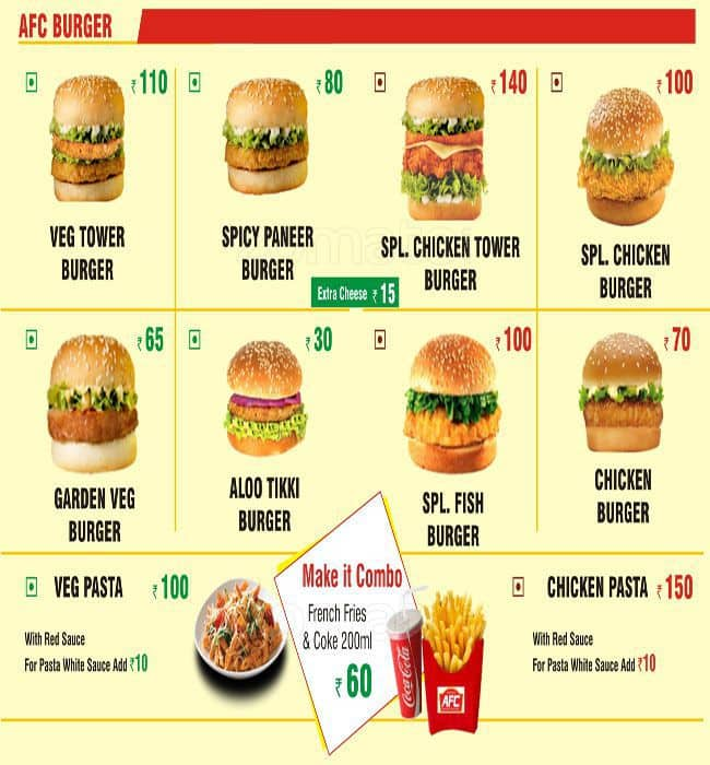 AFC Menu, Menu for AFC, Vishrantwadi, Pune - Zomato