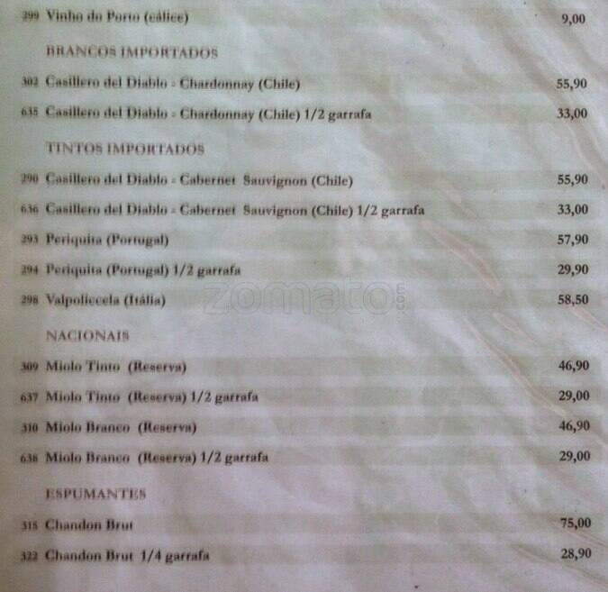 Botequim Informal cardápio