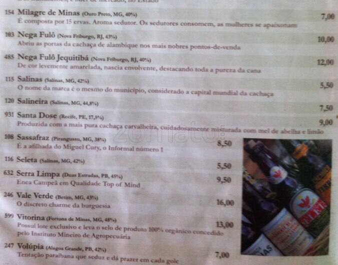 Botequim Informal cardápio