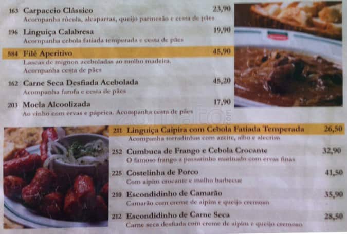 Botequim Informal cardápio