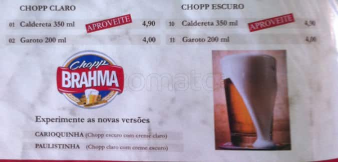 Botequim Informal cardápio