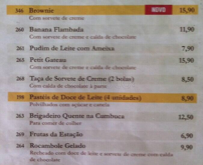 Botequim Informal cardápio