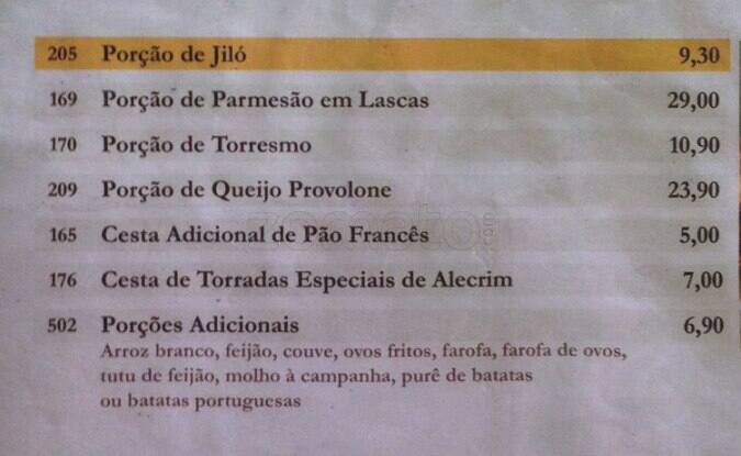 Botequim Informal cardápio