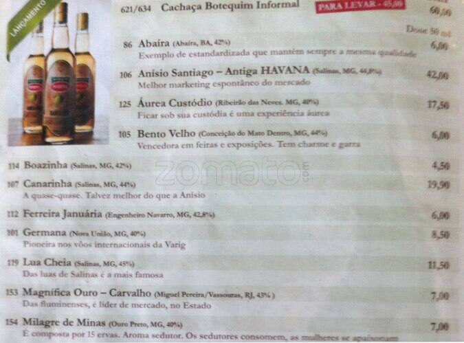 Botequim Informal cardápio