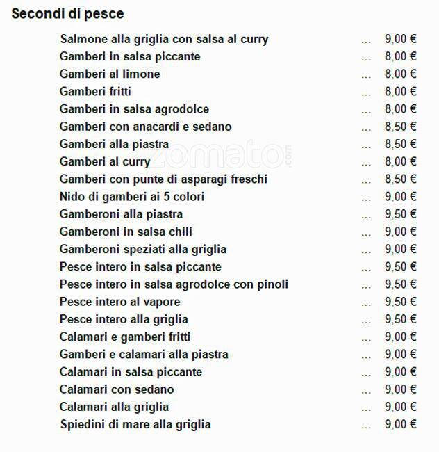 Menu di Dragone d'Oro 