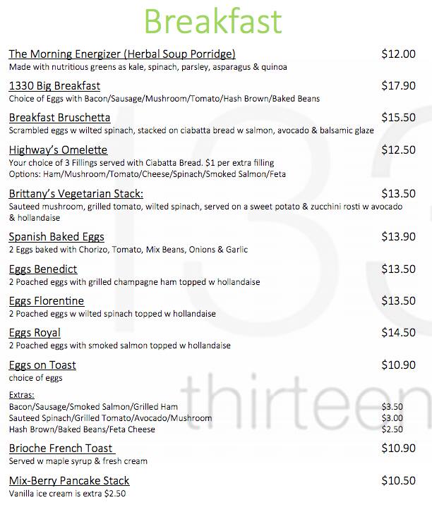 Cafe 1330 Menu, Menu for Cafe 1330, Scoresby, Melbourne - Urbanspoon/Zomato