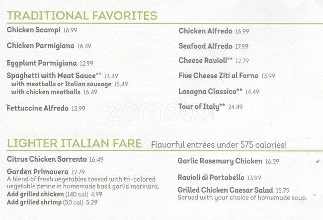 Olive Garden Menu Menu For Olive Garden Chelsea Manhattan New