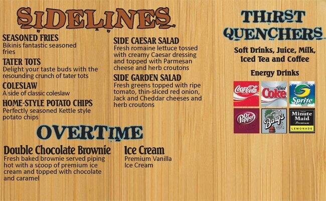 Bikinis Sports Bar & Grill menu