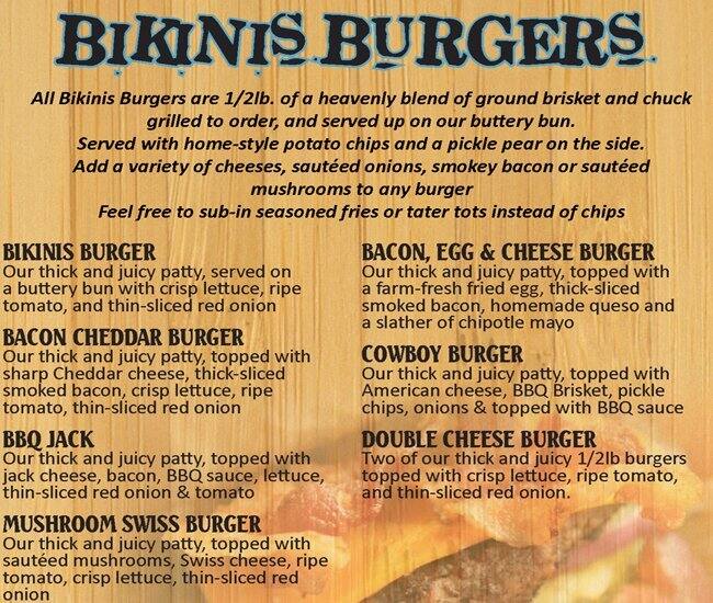 Bikinis Sports Bar & Grill menu