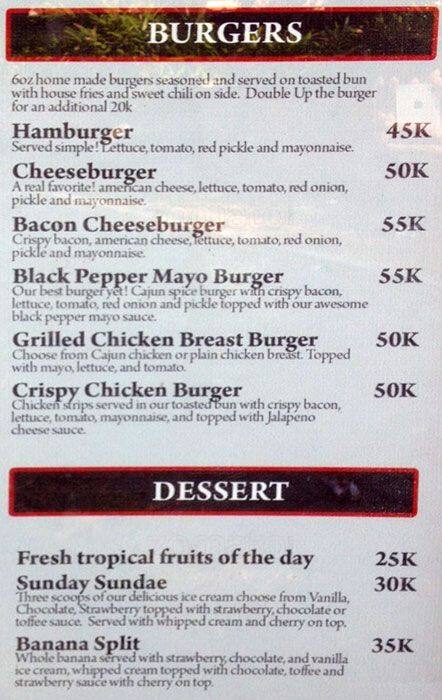DD's menu
