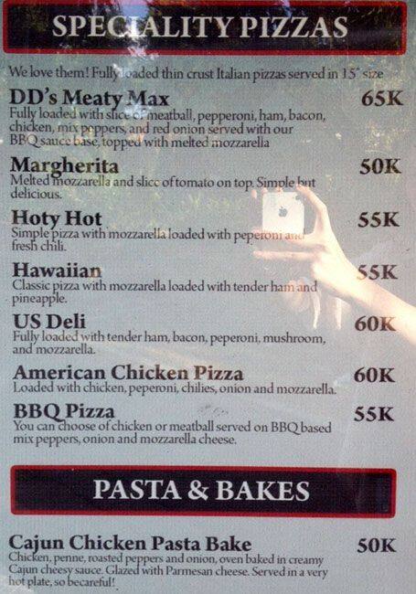 DD's menu