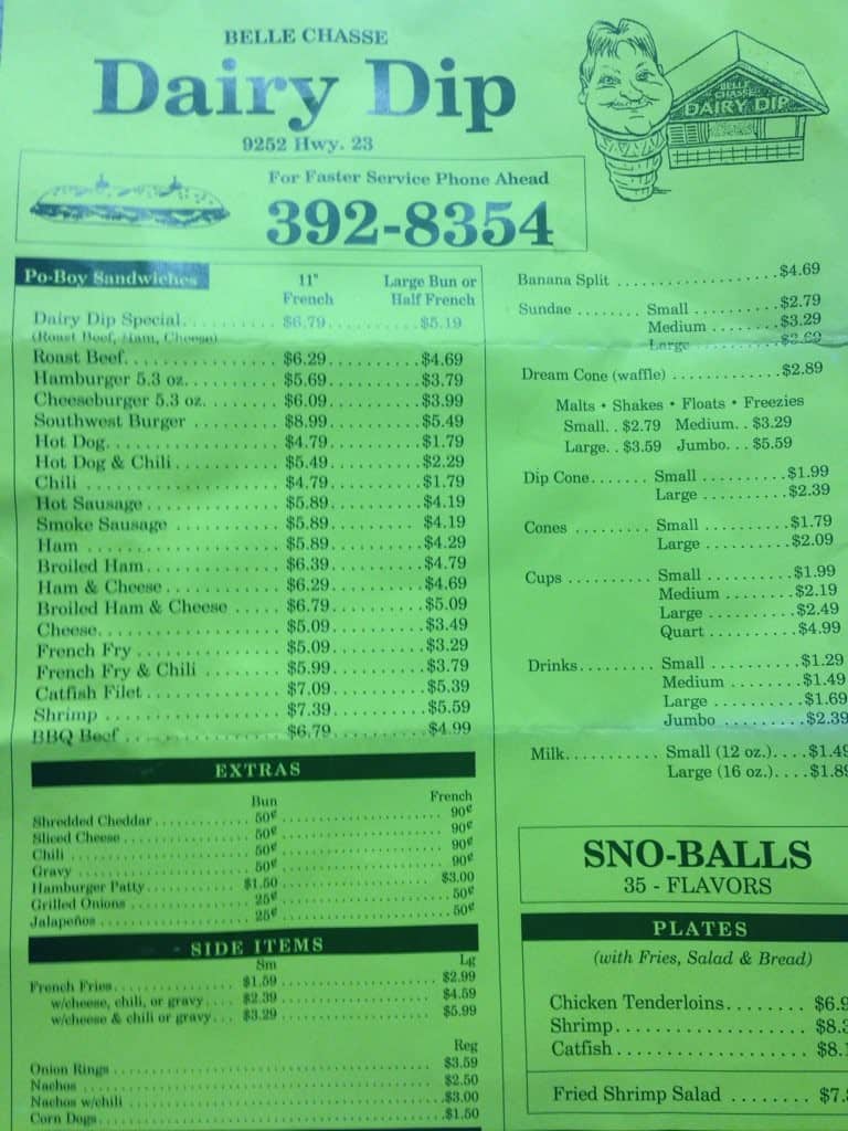 Menu at Dairy Dip LLC restaurant, Belle Chasse, LA23