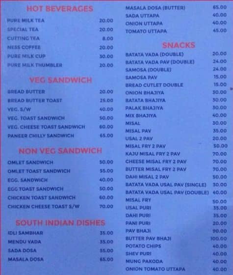 Om Sai Sagar Restaurant menu