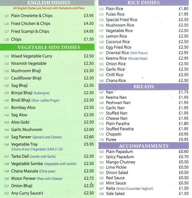 Menu at Bollywood Spice restaurant, Upminster, 197 St. Marys Lane