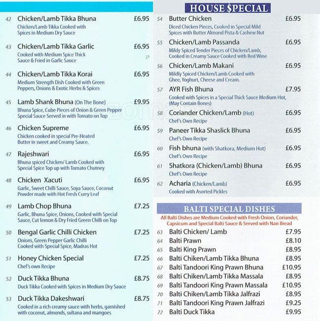 Menu at Bollywood Spice restaurant, Upminster, 197 St. Marys Lane