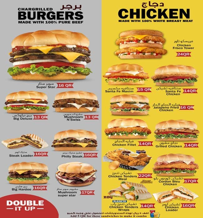 Hardee's Menu, Menu for Hardee's, Salwa Road, Doha Zomato Qatar