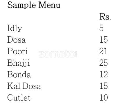 Jannal Kadai menu