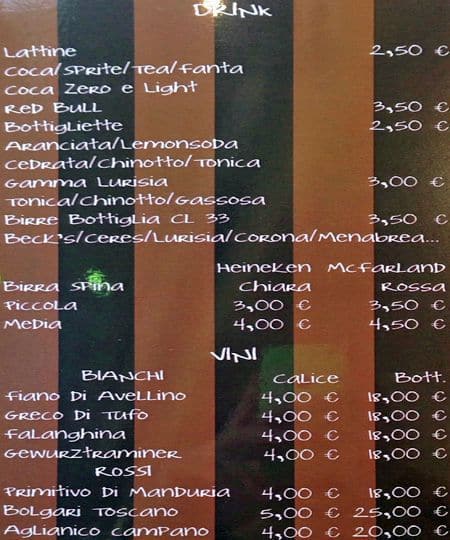 Menu di BAR R e D 