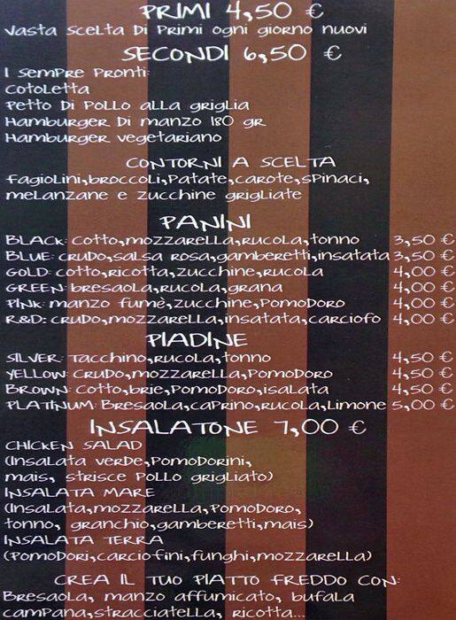 Menu di BAR R e D 