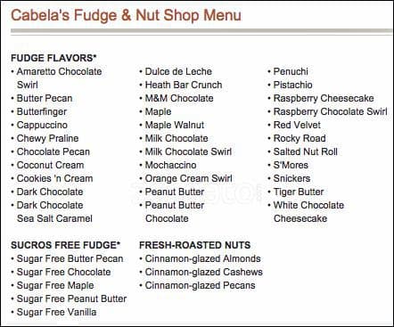 Menu at Cabela's Deli & Grill, Buda