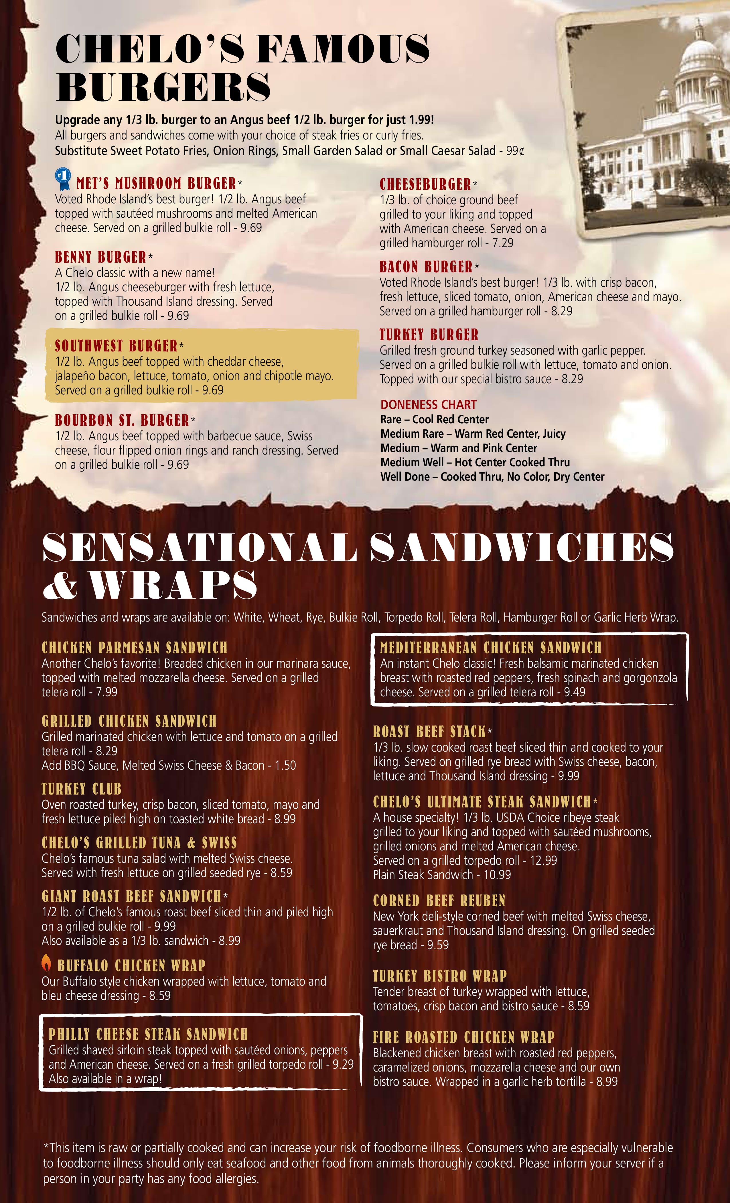 Menu at Chelo's Hometown Bar & Grille, East Providence, 45 Newport Ave