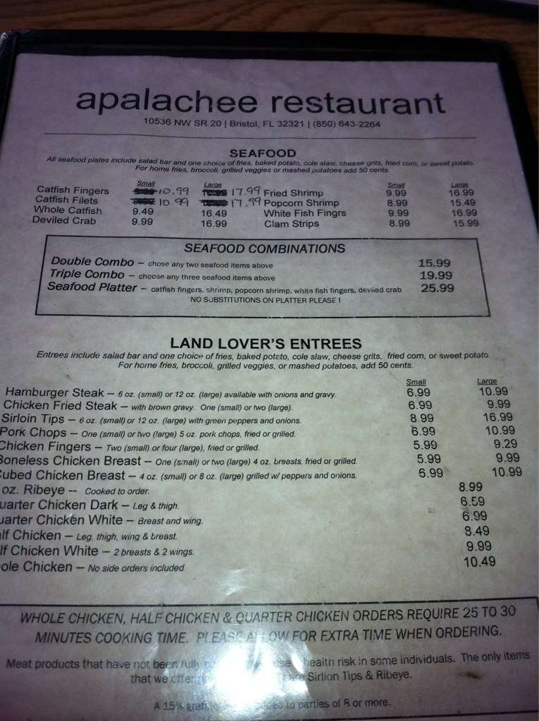 Apalachee Restaurant Menu, Menu for Apalachee Restaurant, Bristol