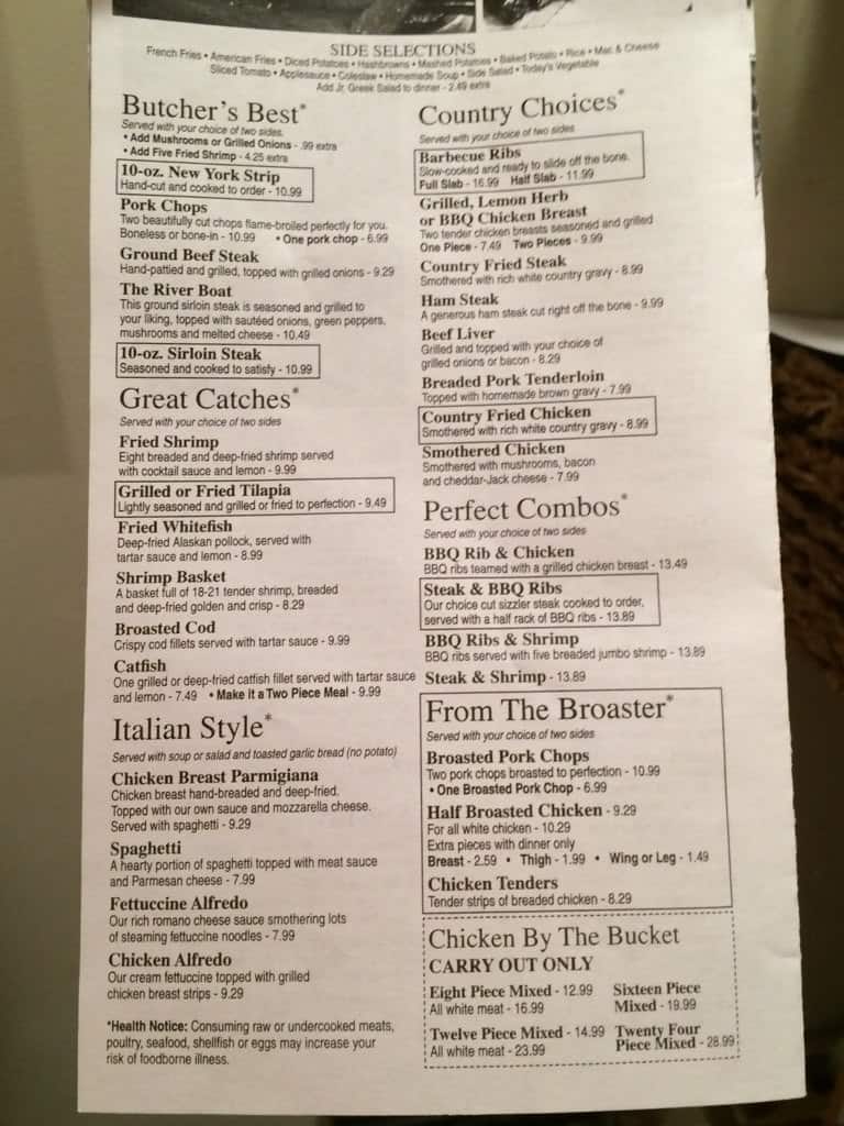 Menu at Hometown restaurant, Greentown