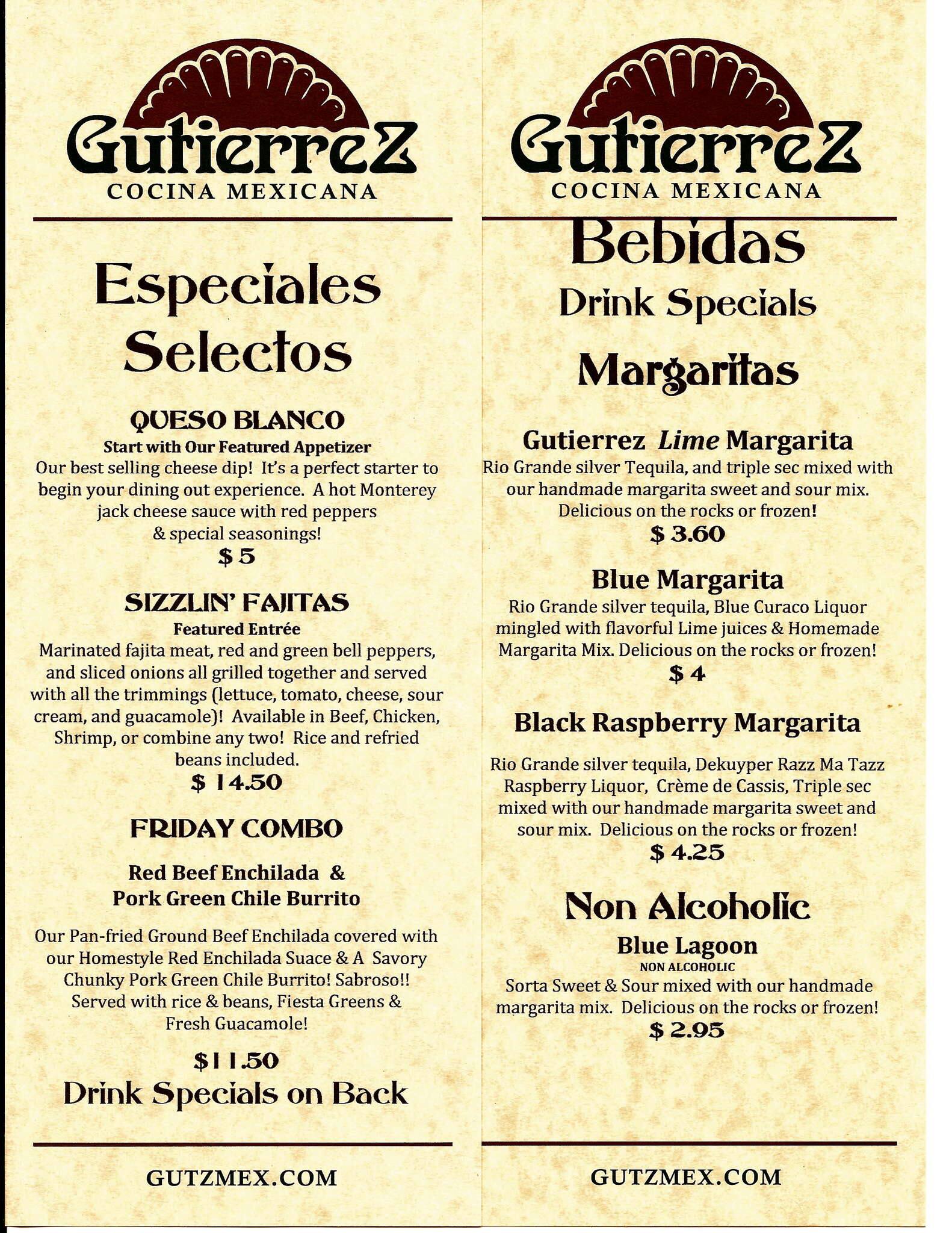 Gutierrez Cocina Mexicana Menu Urbanspoon/Zomato