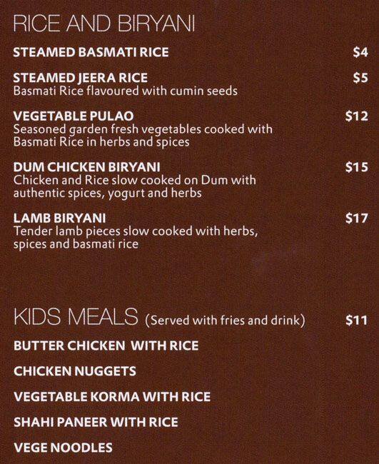 Menu at Spice Traders restaurant, Auckland, Amersham Way