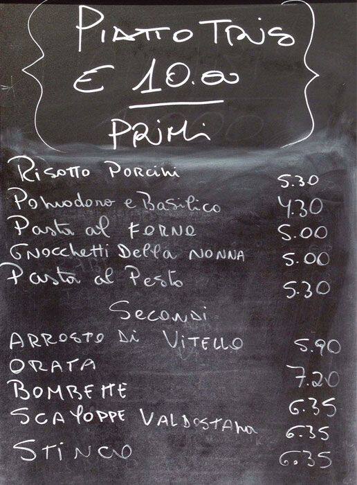 Menu di La Tavola 