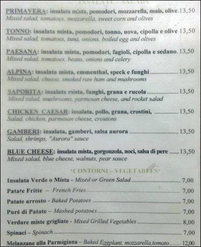 Menu di Caffe' Barocco 