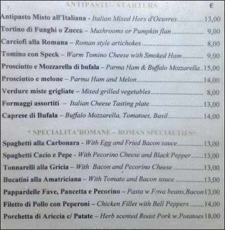 Menu di Caffe' Barocco 