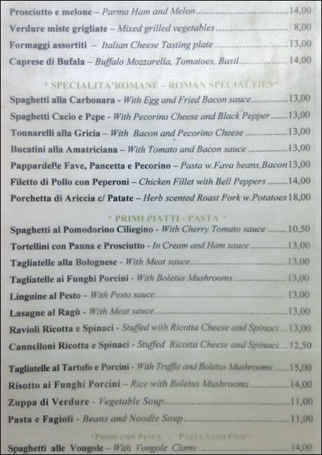 Menu di Caffe' Barocco 