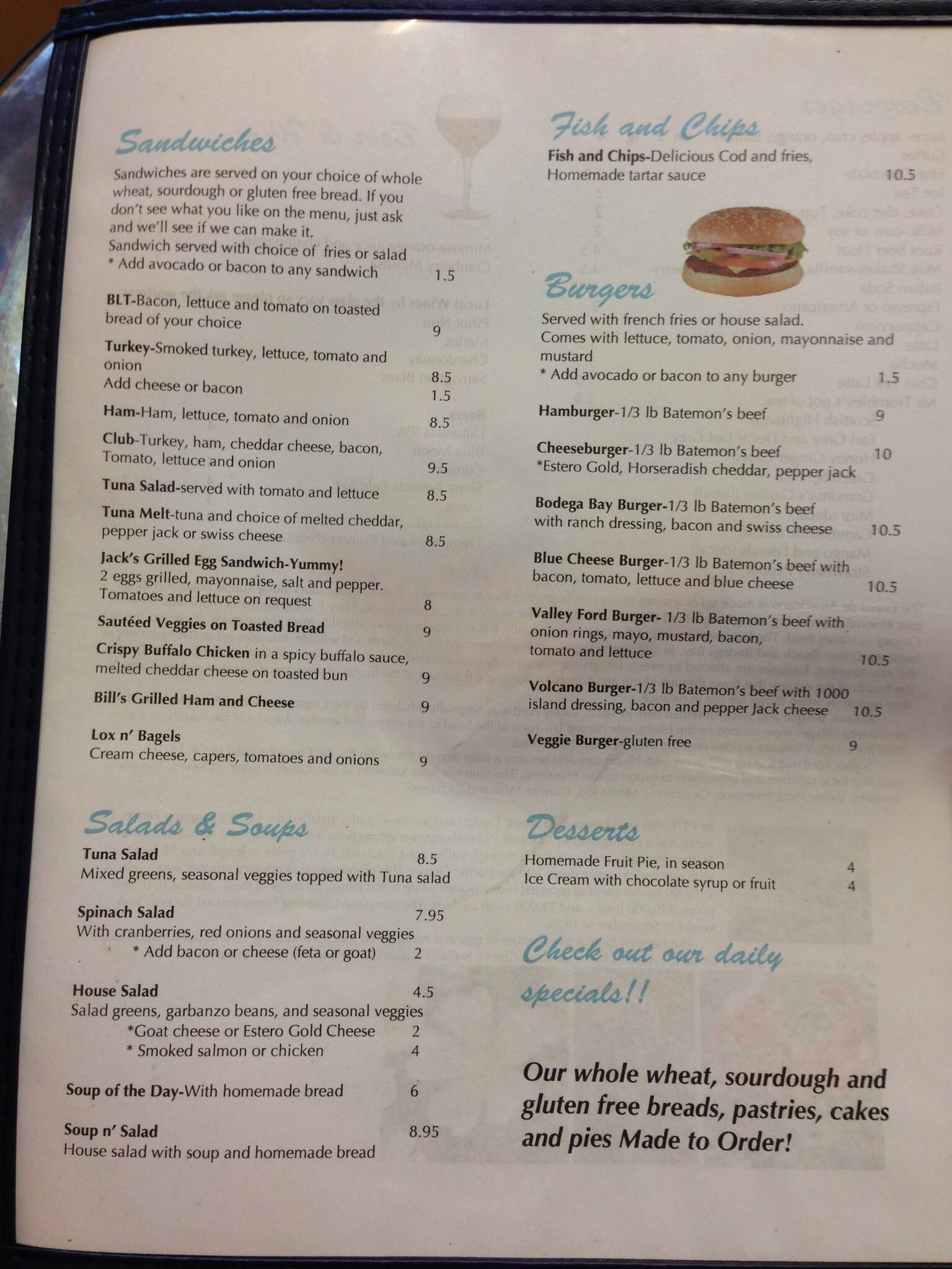 Estero Cafe Menu, Menu for Estero Cafe, Valley Ford, Valley Ford Urbanspoon/Zomato