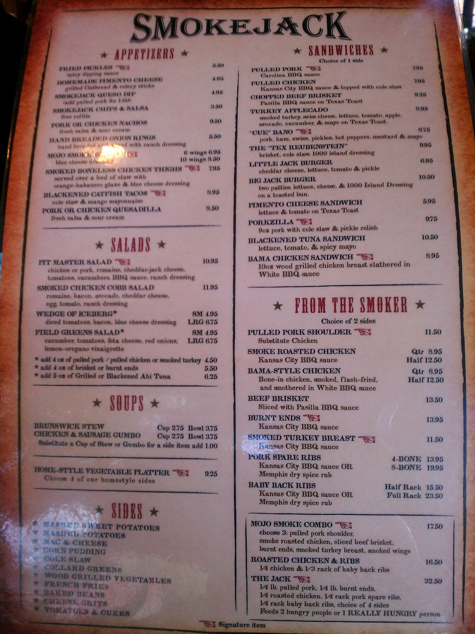 Smokejack Menu, Menu for Smokejack, Alpharetta, Atlanta - UrbanspoonZomato