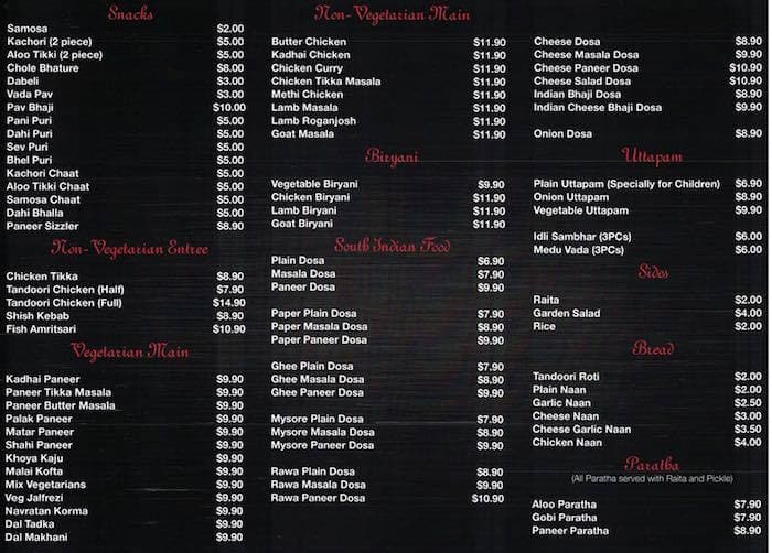 Menu at Mithai Junction restaurant, Blacktown