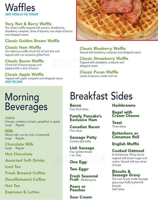 Menu at Family Pancake House restaurant, Dallas