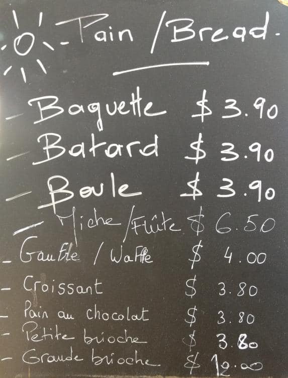Label Baguette Menu, Menu for Label Baguette, Maroubra, Sydney