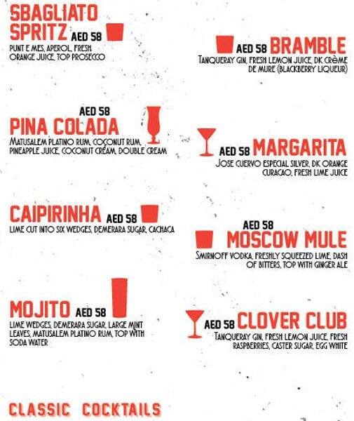 Cargo Menu, Menu for Cargo, Dubai Marina, Dubai Zomato