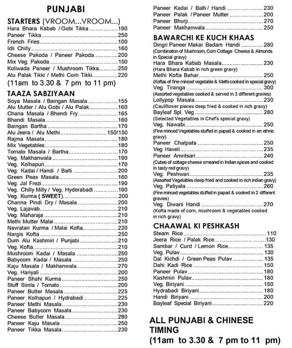 Menu at Bay Leaf Veg, Mumbai, Thakur Complex