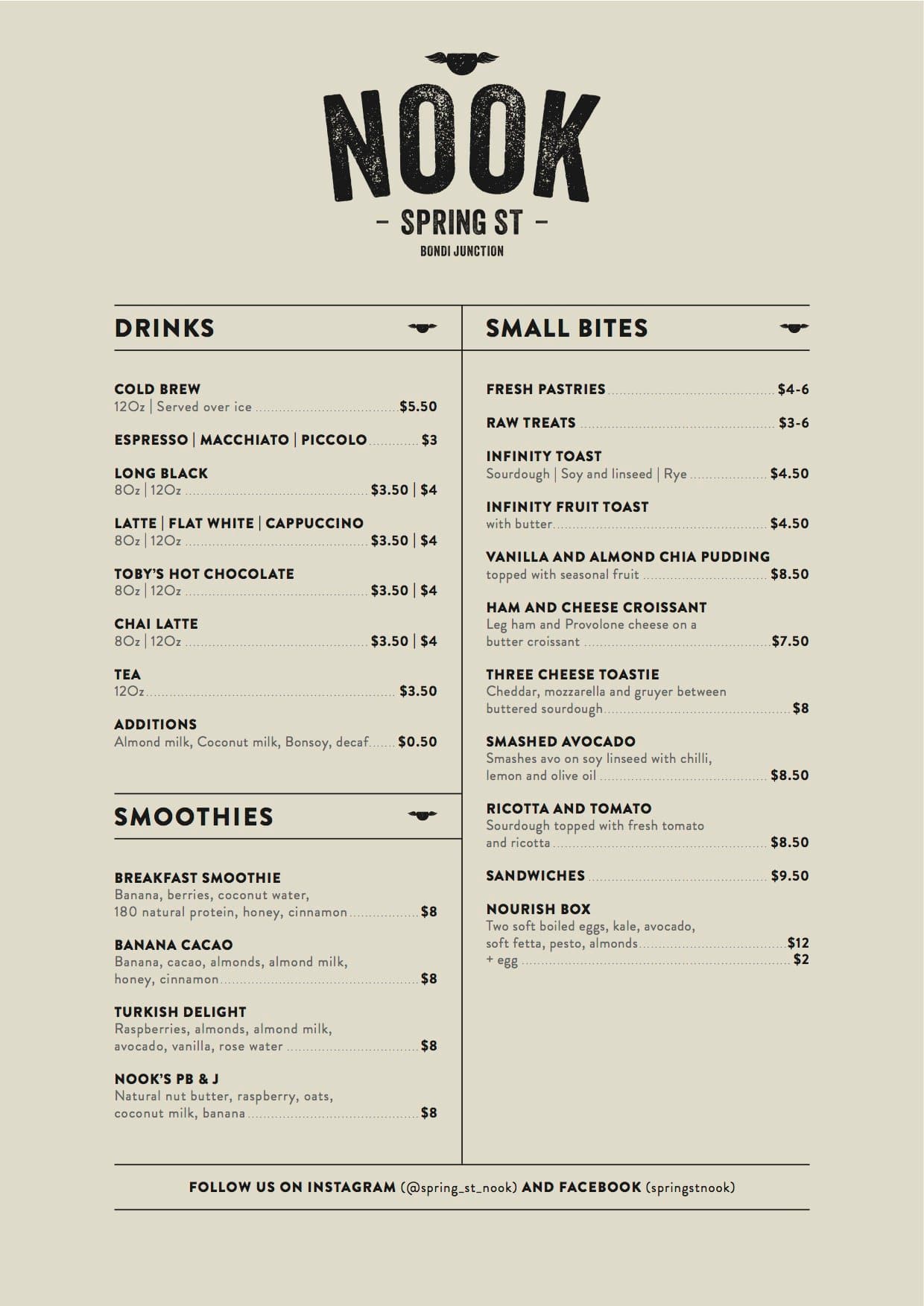 Nook Menu, Menu for Nook, Bondi Junction, Sydney - Urbanspoon/Zomato