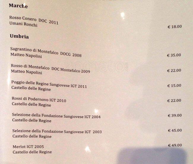 Menu di Antica Biblioteca Valle 