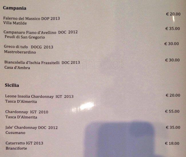 Menu di Antica Biblioteca Valle 