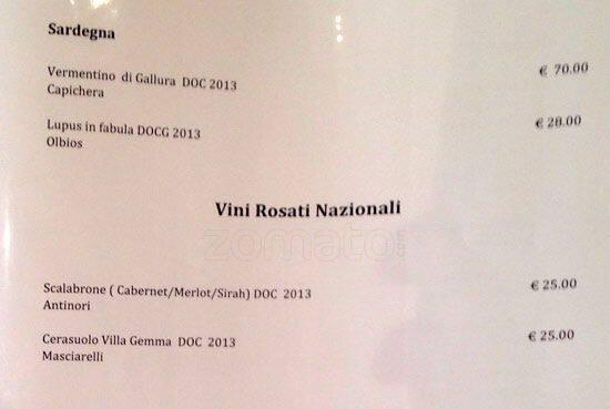 Menu di Antica Biblioteca Valle 