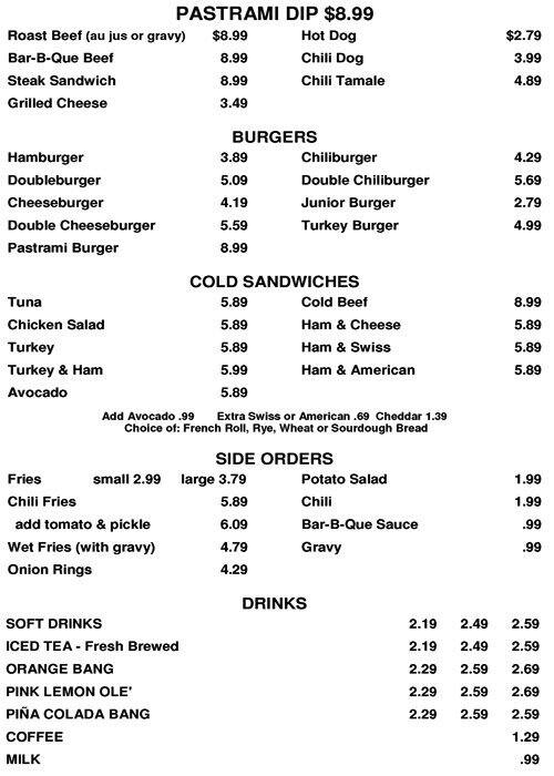 The Hat Menü, The Hat, Glendora, Glendora için Menü Urbanspoon/Zomato